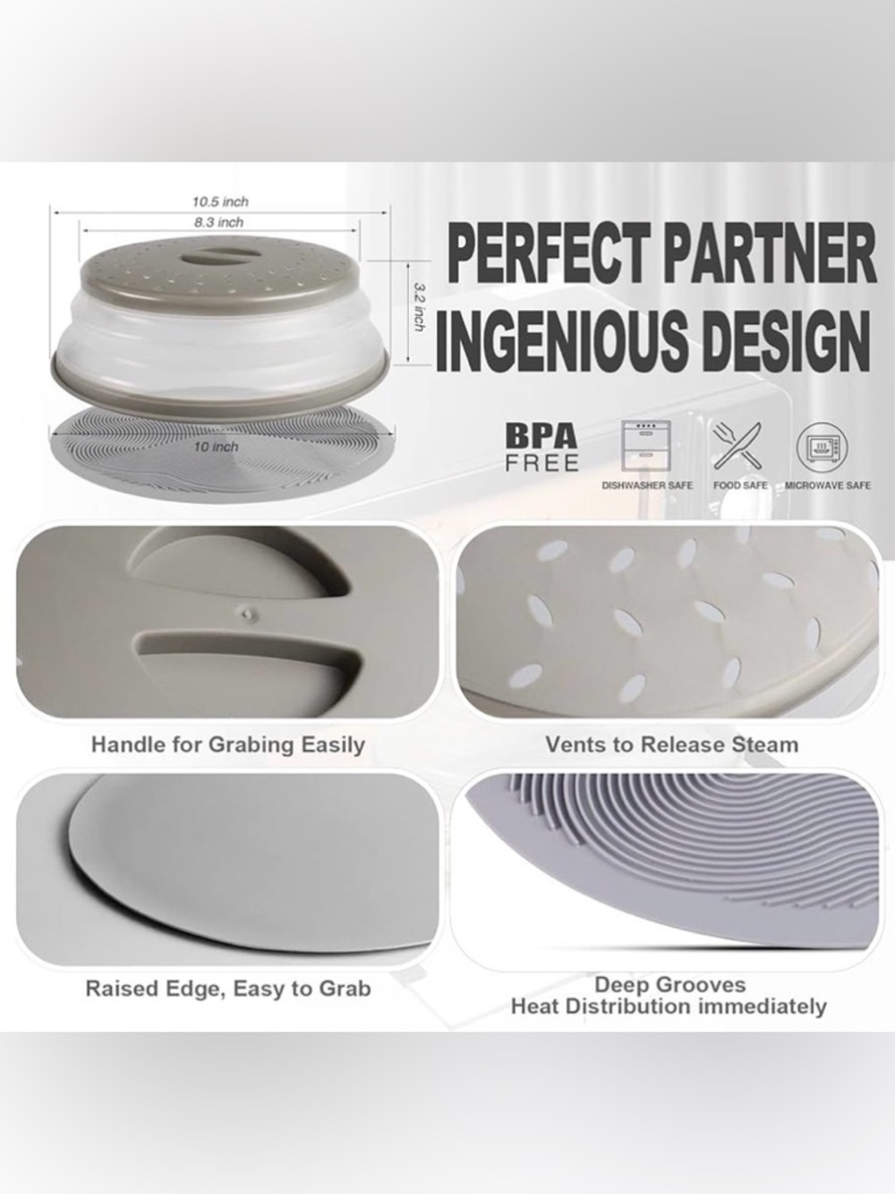 Microwave Steamer Cover and Plate Set - Gray NWT - Picture 6 of 7